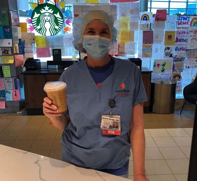 Community Gifts Provide Free Starbucks Coffee For Healthcare Workers At Stony Brook University Hospital