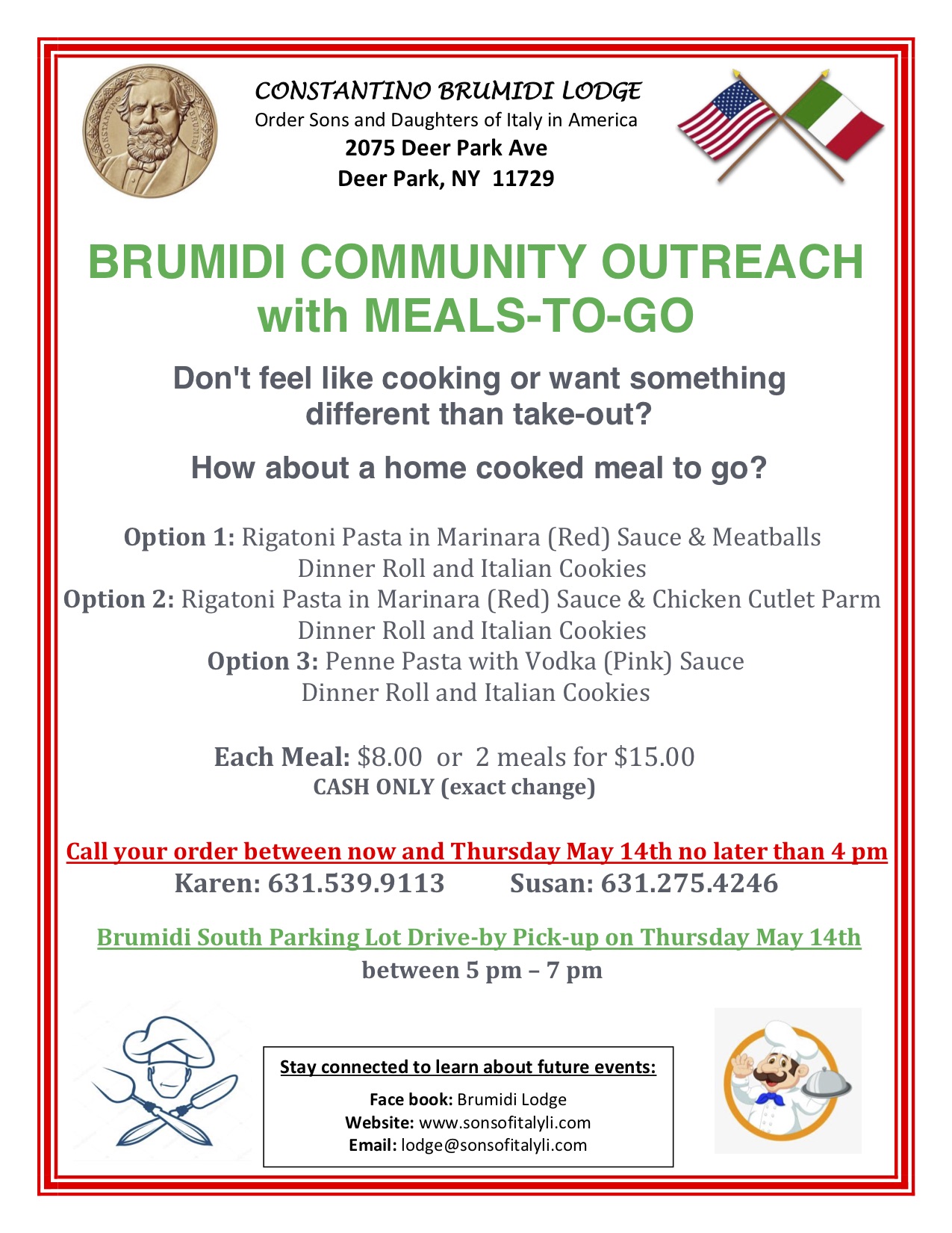 Brumidi Community Outreach With Meals-To-Go