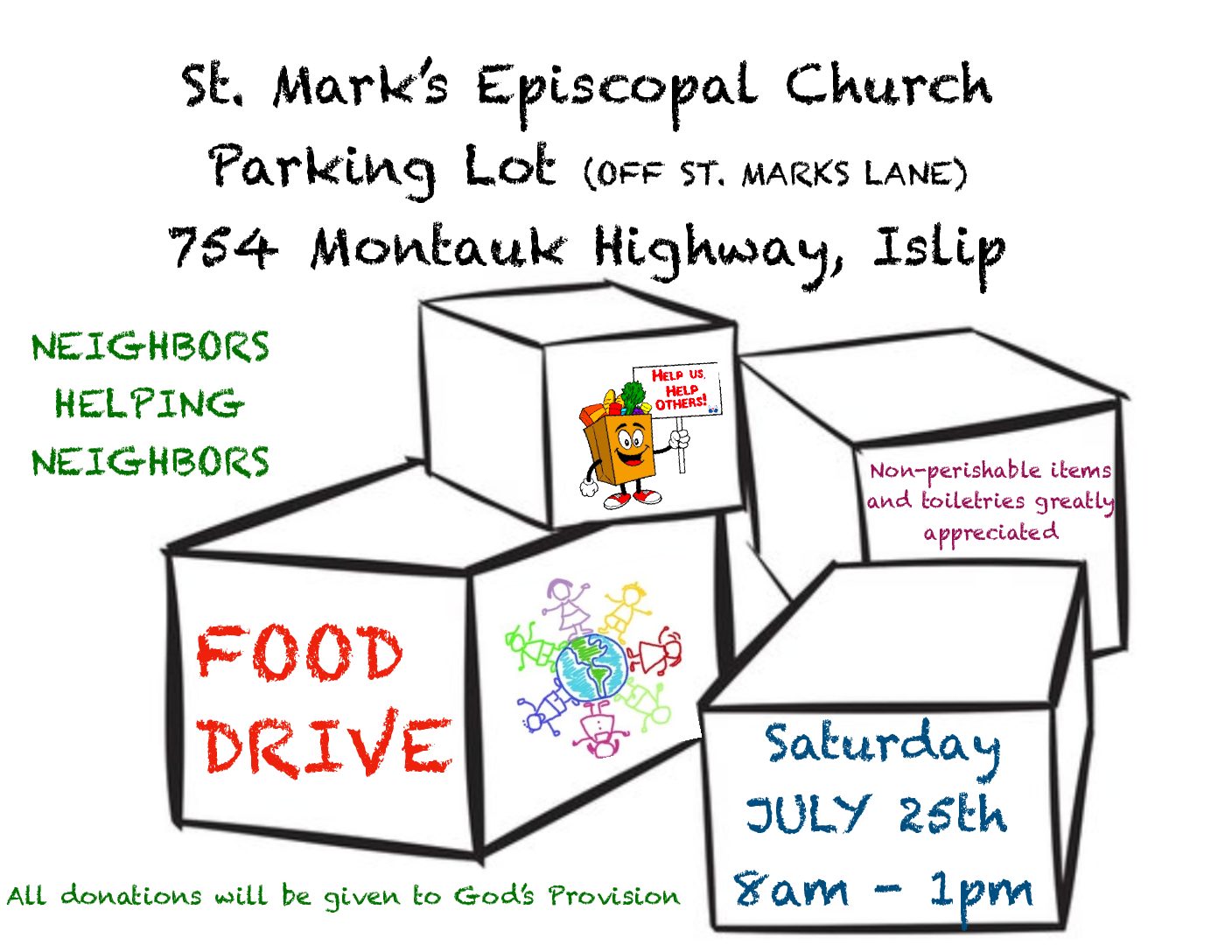 St. Mark’s Episcopal Church in Islip to Hold “Seeds of Hope” Drive-By Food Drop