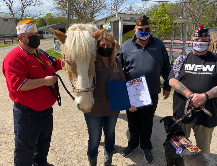 Veterans of Foreign Wars New York Visit Pal-O-Mine Equestrian and  Present a “Still Serving” Certificate