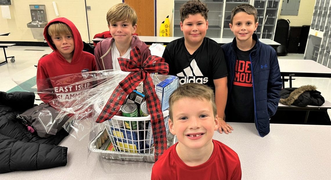 Families Give Back With Baskets At Islip&#8217;s Commack Road