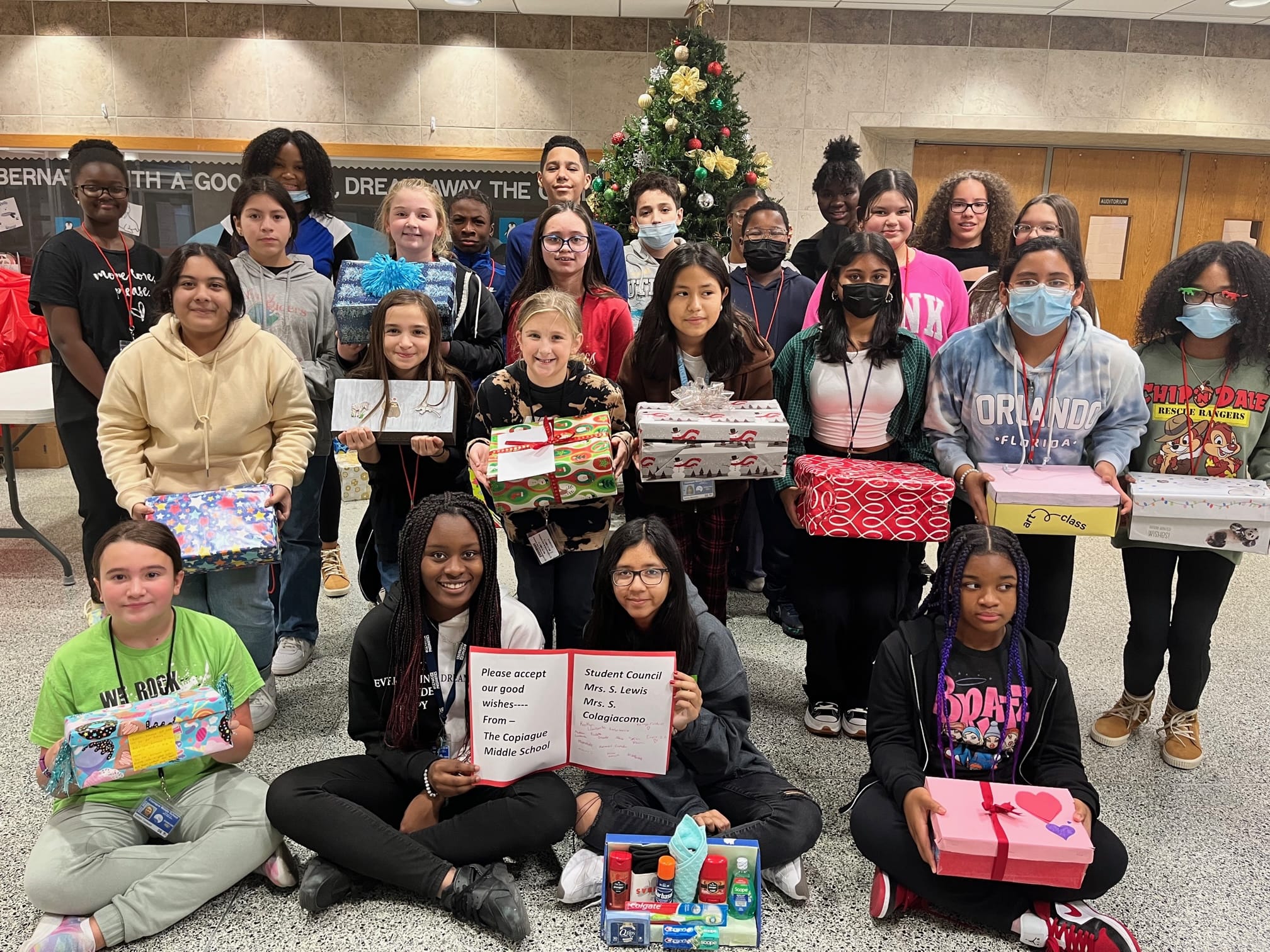 Copiague Middle School Student Council Collects Care Boxes Long