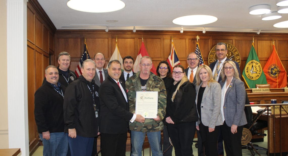 Saladino And Board Honor Town Employee From Bethpage For Life Saving Efforts