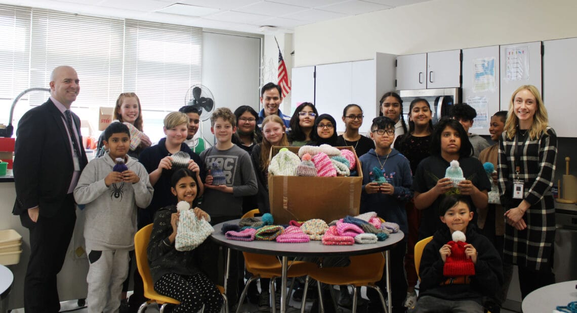 Hicksville Middle School Students Knit Hats And Warm Hearts With Donation To Local Hospitals