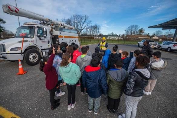 PSEG Long Island Employees Educate Brentwood Students About Electrical And Truck Safety