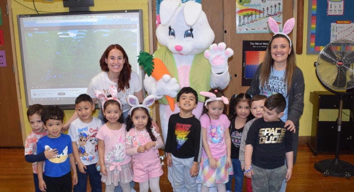 Easter Bunny Visits Pre-Kindergartners At Northeast Elementary School