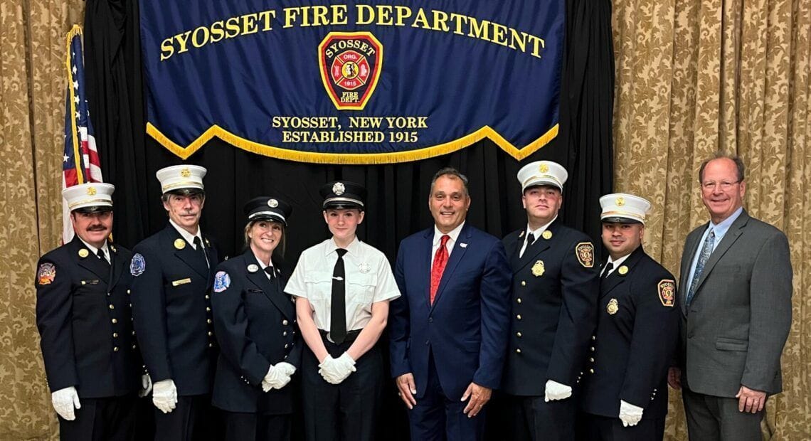 Saladino Honors Outgoing Syosset FD Chief; Welcomes First Female President Of Jr. Firefighters Association
