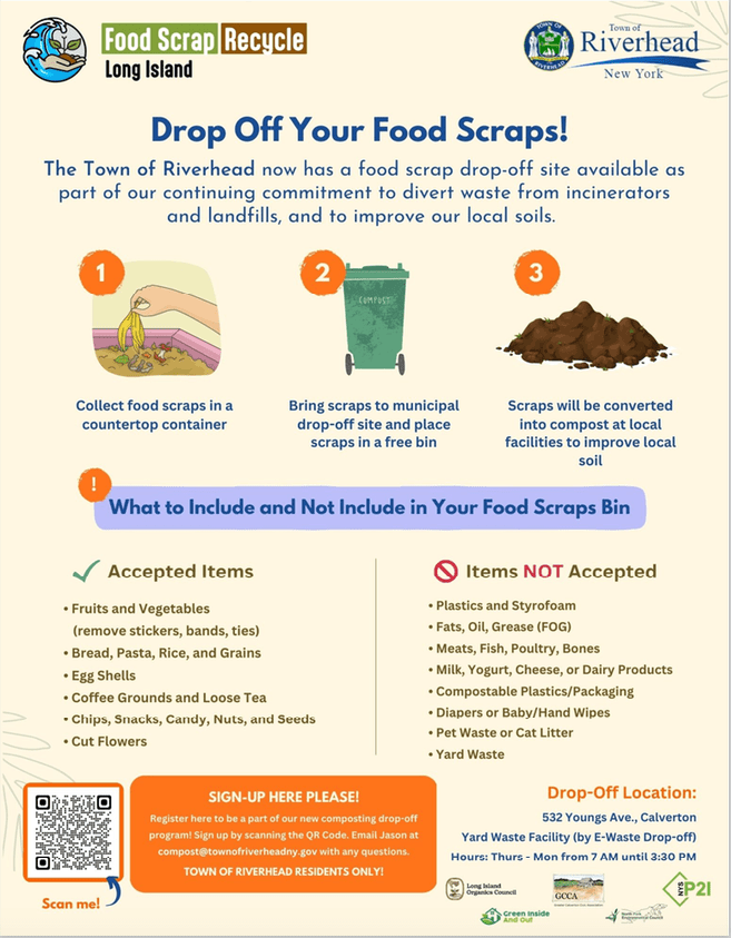 Riverhead To Open Long Island’s First Food Scrap Recycling Drop-Off Site For Residents