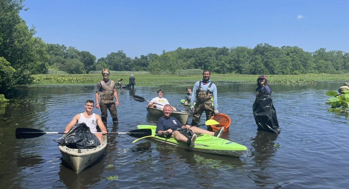 Senator Rhoads Partners With New York State Department Of Environmental Conservation (DEC) On Water Chestnut Pull At Mill Pond In Wantagh