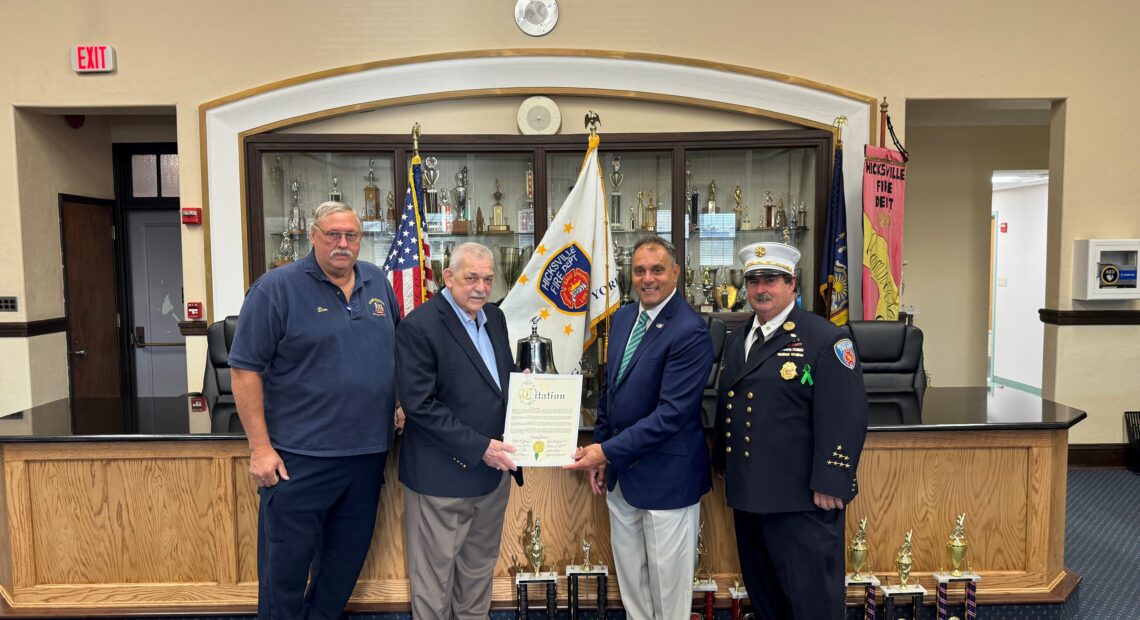 Saladino Honors Hicksville Firefighter For 50 Years Of Service