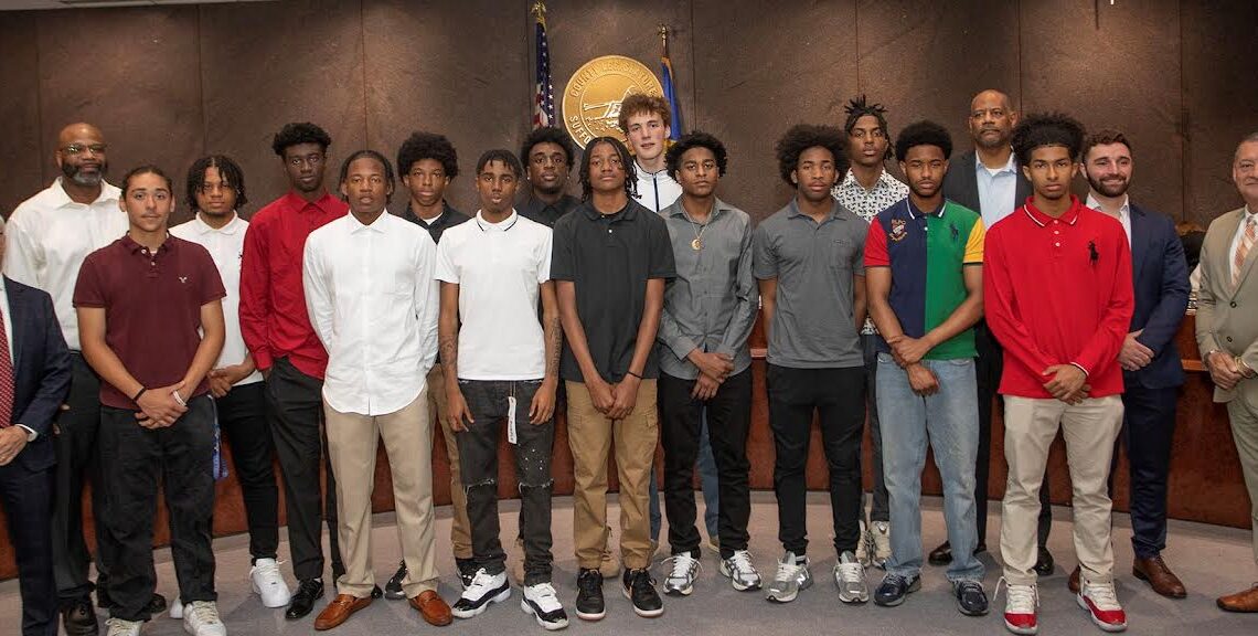 Suffolk County Legislators Honor Bay Shore High School Boys Basketball Team