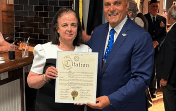 Saladino Honors AMVETS Post 88 Outgoing Commander for Outstanding Service