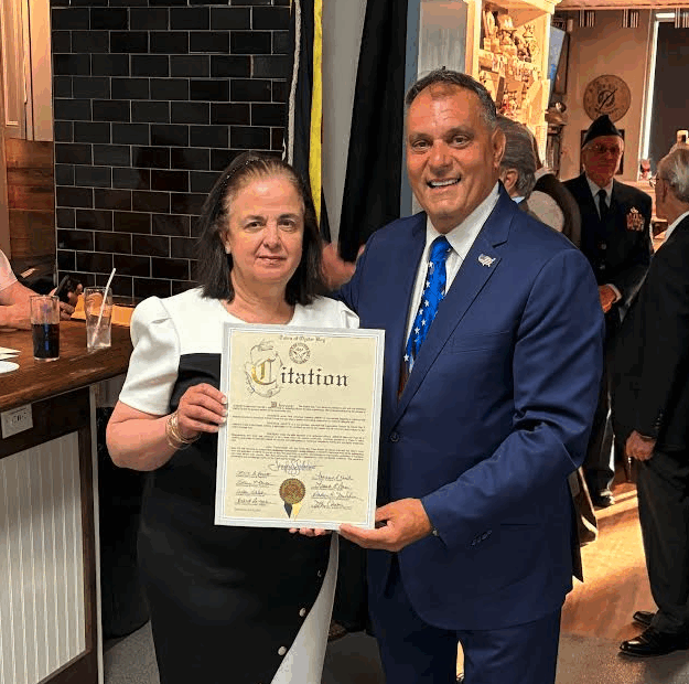 Saladino Honors AMVETS Post 88 Outgoing Commander for Outstanding Service