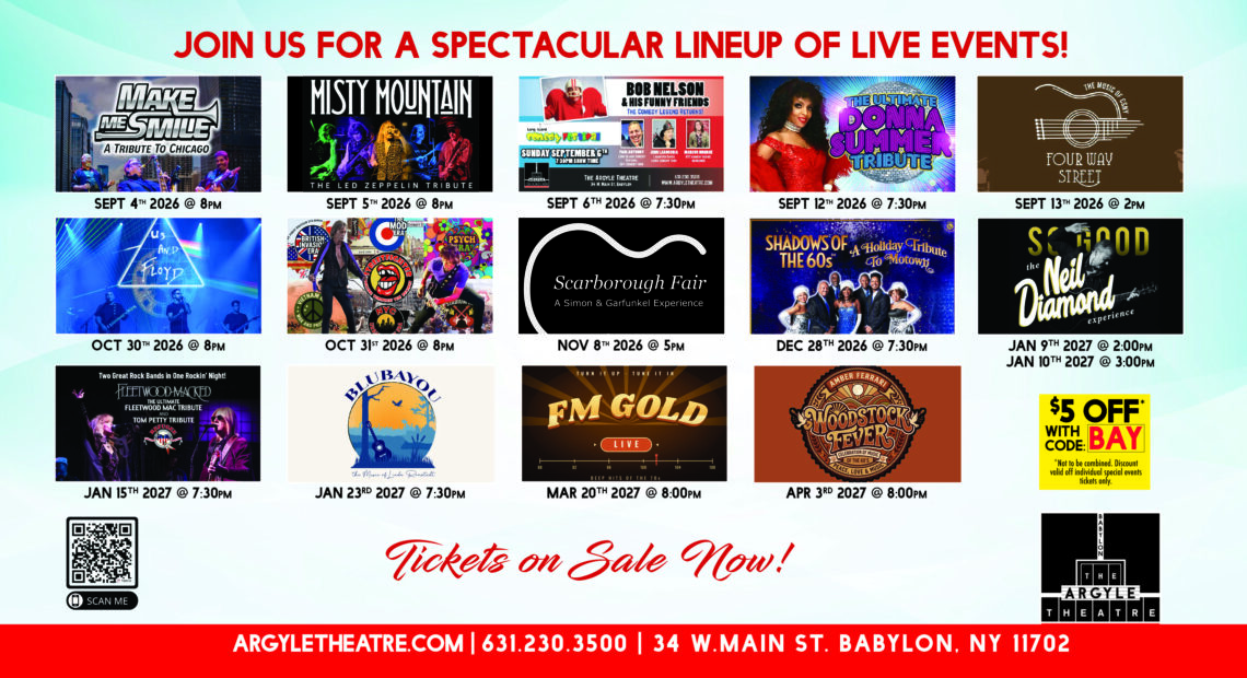 Argyle Theatre Lineup of Live Events